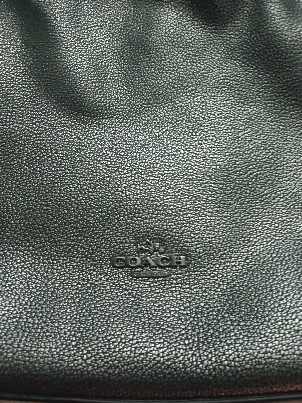 Coach Metallic Gunmetal Pebbled Leather Shoulder Bag Good Condition Medium Size - Picture 2 of 10